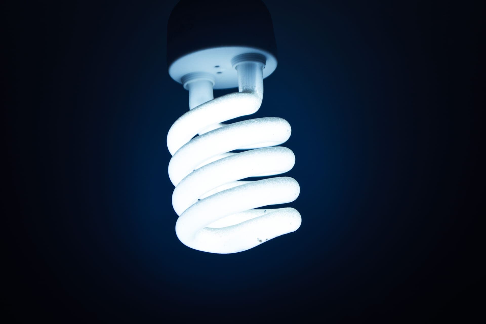 A single filament bulb glowing against a dark background